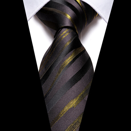 Halo Handmade Silk Tie // Black + Olive