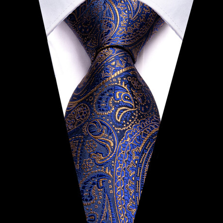 Triton Handmade Silk Tie // Blue + Gold