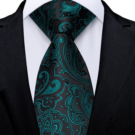 Lyric Handmade Silk Tie // Black + Green