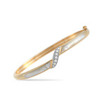 Kabana // Ladies 14K Yellow Gold Diamond + Mother of Pearl Bangle Bracelet // 7.5" // New