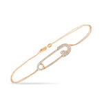 LB Exclusive // Ladies 18K Rose Gold Diamond Safety Pin Bracelet // 7.5" // New