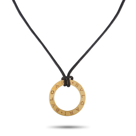 Bulgari // Ladies 18K Yellow Gold Circle Pendant Necklace // 24" // Estate