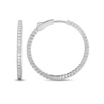 LB Exclusive // Ladies 14K White Gold Diamond Inside-Out Hoop Earrings // New