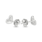 LB Exclusive // Ladies 14K White Gold Diamond Heart Stud Earrings // New