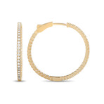 LB Exclusive // Ladies 14K Yellow Gold Diamond Inside-Out Hoop Earrings // New