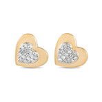 LB Exclusive // Ladies 14K Yellow Gold Diamond Heart Stud Earrings // New
