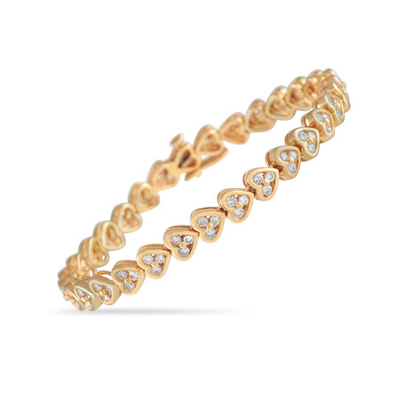 LB Exclusive // Ladies 14K Yellow Gold Diamond Heart Bracelet // 7.5" // New
