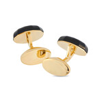 Piaget // Men's 18K Yellow Gold Diamond + Onyx Cufflinks // Estate
