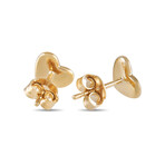 LB Exclusive // Ladies 14K Yellow Gold Diamond Heart Stud Earrings // New