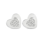LB Exclusive // Ladies 14K White Gold Diamond Heart Stud Earrings // New