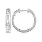 LB Exclusive // Ladies 14K White Gold Diamond Hoop Earrings // Estate