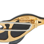 Dominique Arpels // Ladies 18K Yellow Gold Hematite + Diamond Dolphin Brooch // Estate