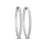 LB Exclusive // Ladies 14K White Gold Diamond Inside-Out Hoop Earrings // New