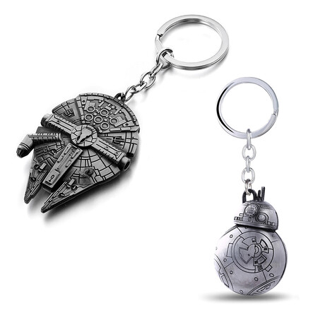 Star Wars Keychain Set // Millennium Falcon + Silver BB-8