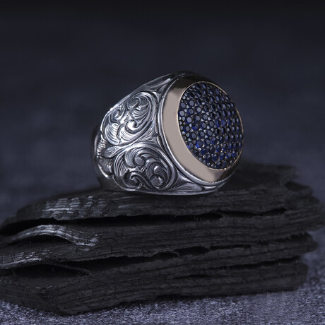 Micro Blue Stones Silver Ring (9)