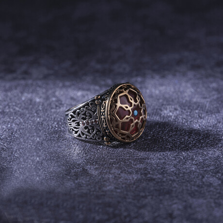 Red Cage Design Silver Ring (9)