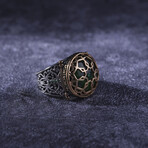 Green Cage Design Silver Ring (9)