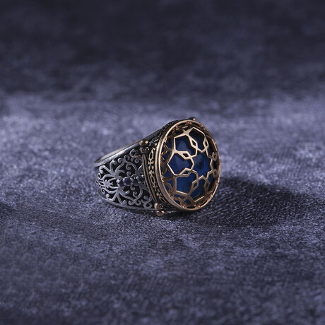 Blue Cage Design Silver Ring (9)