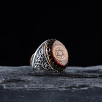 Seal of Solomon Agate Stone Silver Ring (9)