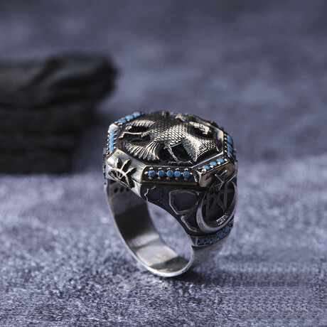 Earth Design Double Headed Eagle Silver Ring (9)