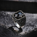Onyx Stone Square Silver Ring (9)