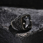 Onyx Stone Square Silver Ring (9)
