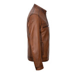 Quilted Shoulders Racer Jacket // Light Brown (L)