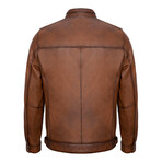 Quilted Shoulders Racer Jacket // Light Brown (XS)