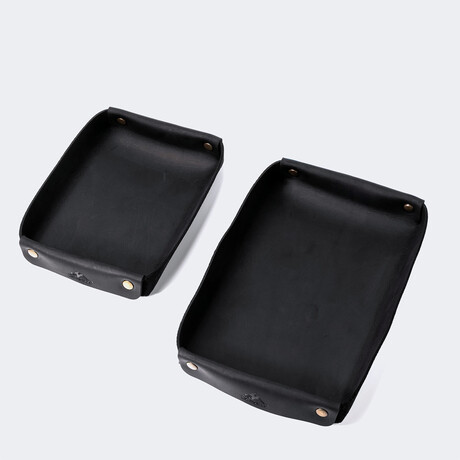 Leather Valet Tray // 2 Pieces // Black