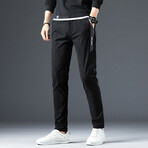 Contrast Stripe Corduroy Pants // Black (29)