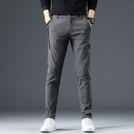 Contrast Stripe Corduroy Pants // Gray (28WX30L)