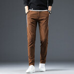 Contrast Stripe Corduroy Pants // Brown (33)