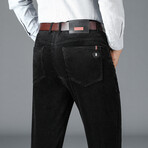 Contrast Label Corduroy Pants // Black (31)