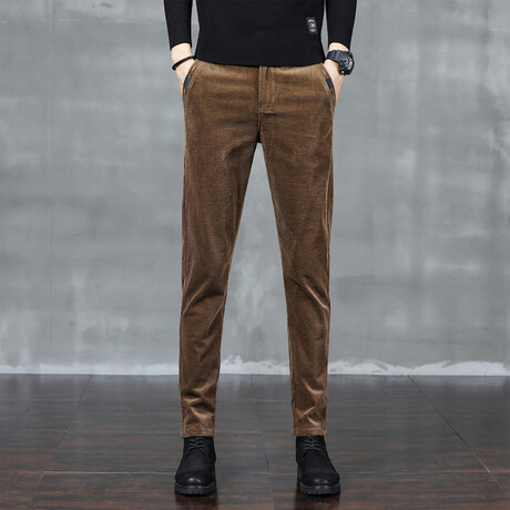 Stitch Pocket Corduroy Pants // Brown (28WX30L)