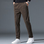 Contrast Label Corduroy Pants // Brown (28)