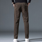 Contrast Label Corduroy Pants // Brown (28WX30L)