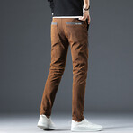 Contrast Stripe Corduroy Pants // Brown (28WX30L)