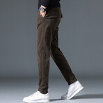 Contrast Label Corduroy Pants // Brown (31)