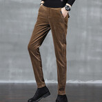 Stitch Pocket Corduroy Pants // Brown (28)