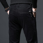 Cord Tie Pocket Corduroy Pants // Black (32)