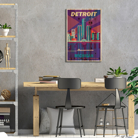 Detroit Travel Poster // Jim Zahniser (26"H x 18"W x 1.5"D)