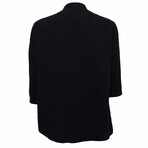 Linen Shirt // Mandarin Neck Button Down Asymmetric // Black (XL)