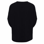 Linen Shirt // Bohemian Round Neck Bell Sleeve // Black (M)