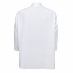 Linen Shirt // Mandarin Neck Button Down Asymmetric // White (S)