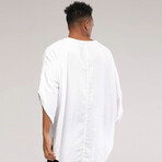 Linen Shirt // Bohemian Round Neck Bell Sleeve // White (S)