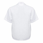 Linen Button Down Short Sleeve Shirt // White (XL)