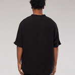 Linen Shirt // Mandarin Neck Two Chest Pockets // Black (S)