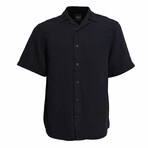 Linen Button Down Short Sleeve Shirt // Black (L)