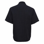 Linen Button Down Short Sleeve Shirt // Black (L)