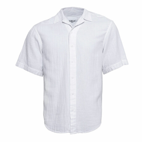 Linen Button Down Short Sleeve Shirt // White (S)